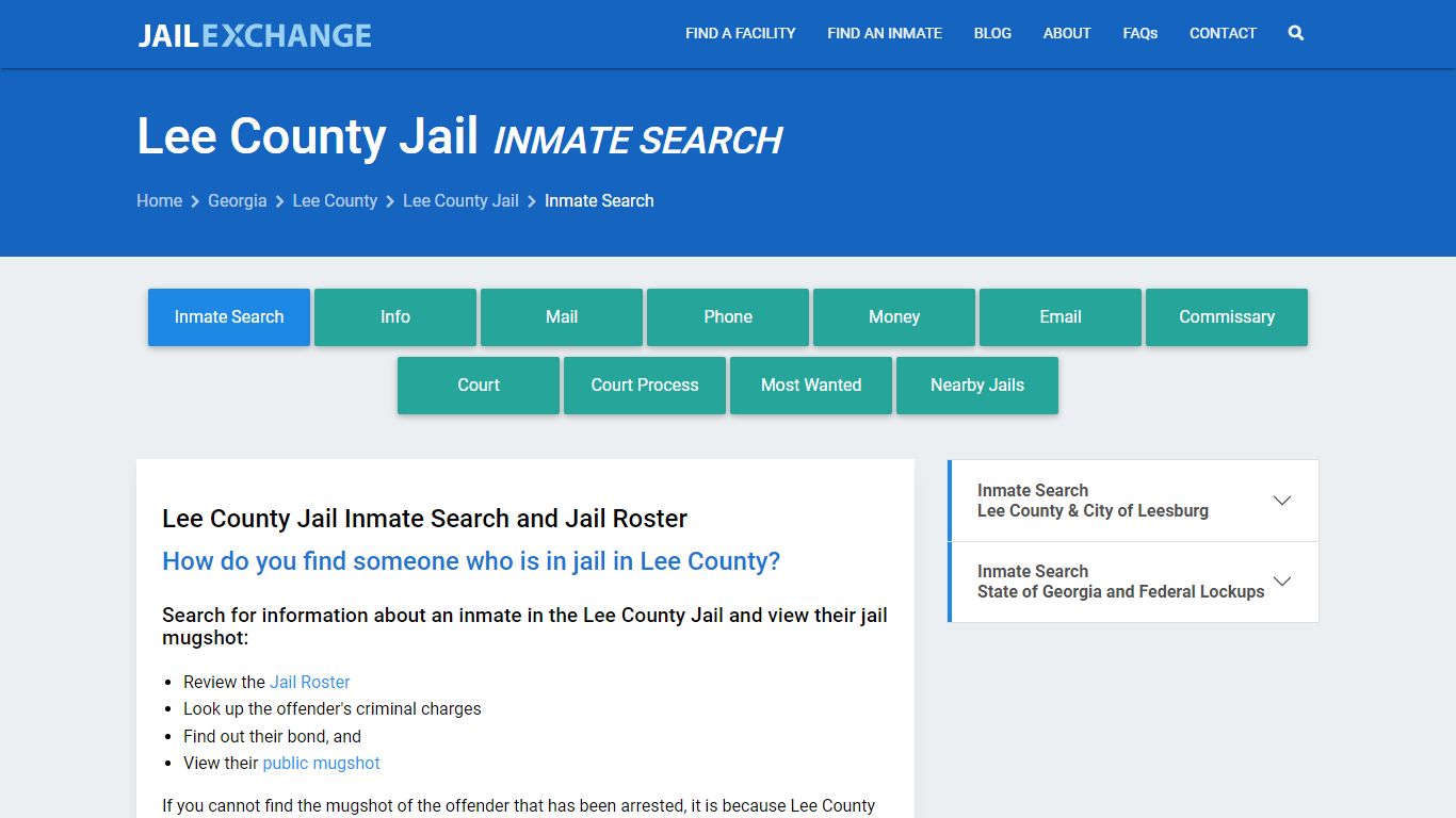 Inmate Search: Roster & Mugshots - Lee County Jail, GA